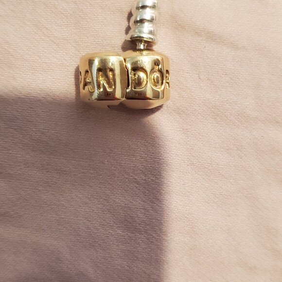 Pandora gold 14K and silver moments snake bracelet 7.5 19 cm - Picture 3 of 3